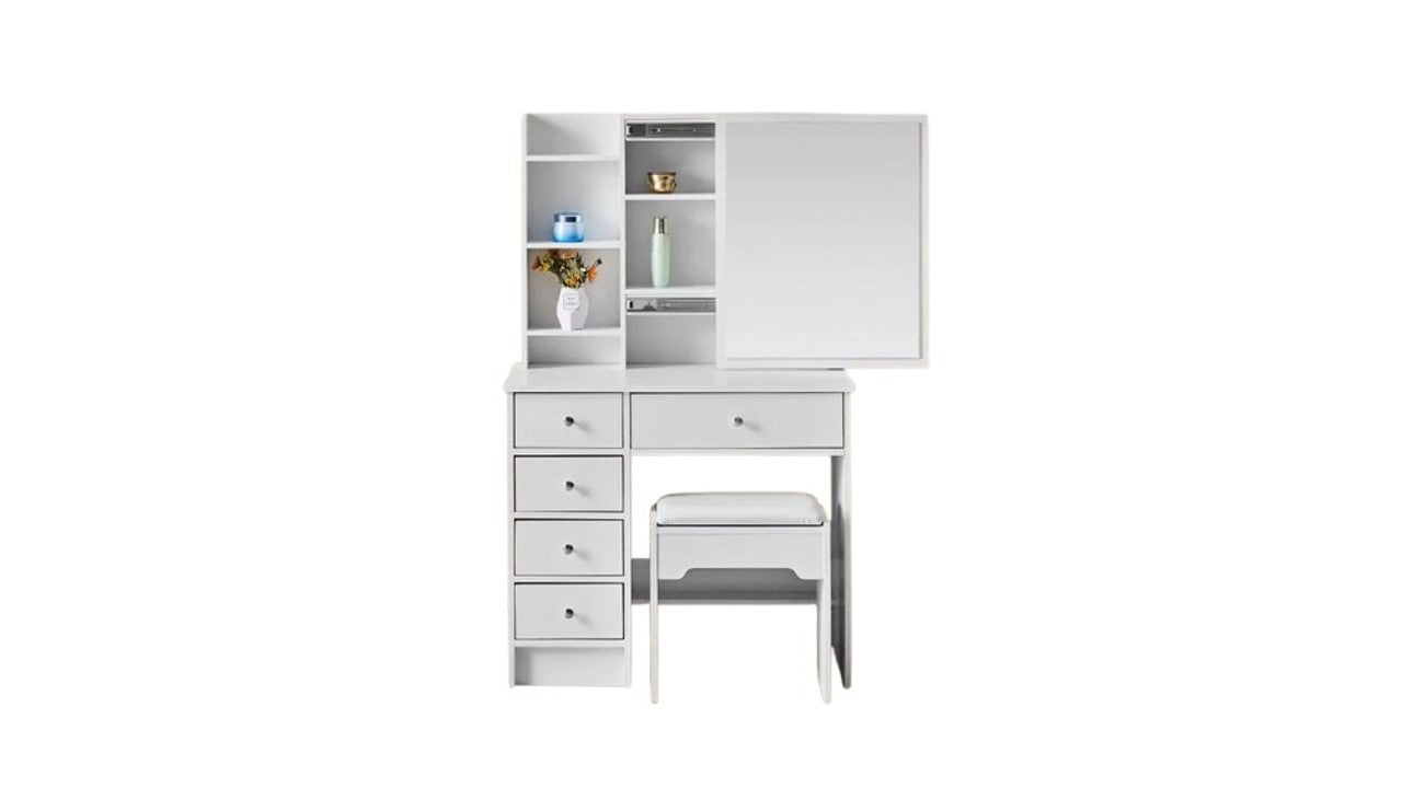 Makeup Dresser With Sliding Mirror & Stool