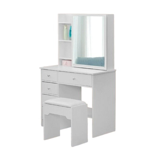 Makeup Dresser With Sliding Mirror & Stool