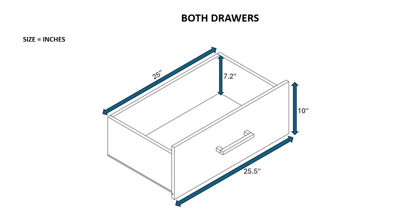 Queen Size Bed With Headboard, 2 Drawers & Storage Boxes