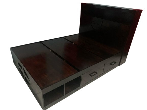 Queen Size Bed With Headboard, 2 Drawers & Storage Boxes