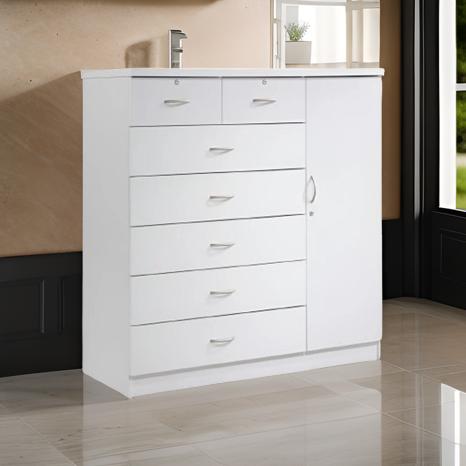 7-Chest Of Drawers With Side Door and 4 Shelves