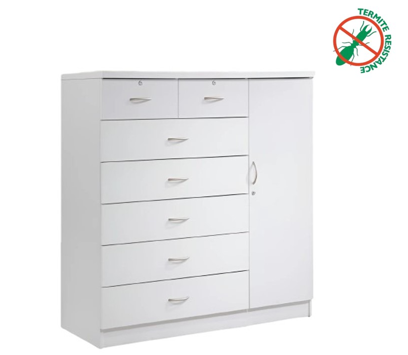 7-Chest Of Drawers With Side Door and 4 Shelves