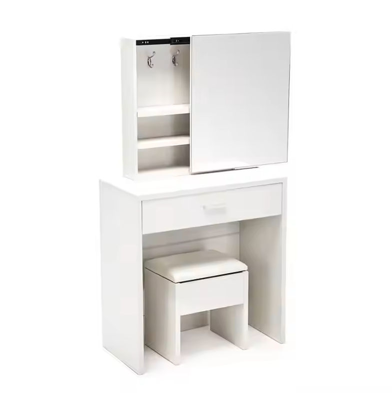 Makeup Dresser with Sliding Mirror/Door With 1 Drawer and Stool