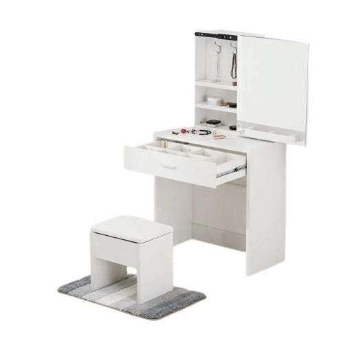 Makeup Dresser with Sliding Mirror/Door With 1 Drawer and Stool